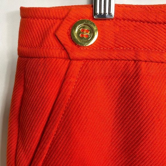 TALBOTS Red Orange A Line Pencil Skirt w/ Gold Button Accents - Picture 4 of 9